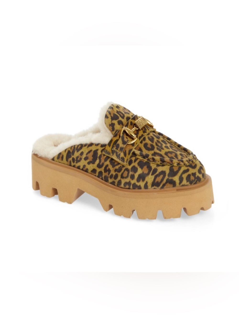Roberto Cavalli Cortina Faux Fur Lug Loafer Mule (Women) LEOPARD, Size 11 M